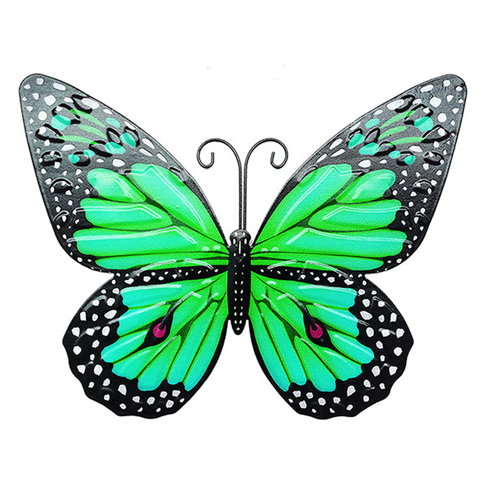 YY2201266 Iron Art Butterfly Wall Decor Garden Yard Home Ornament, 18.5x25cm - Green