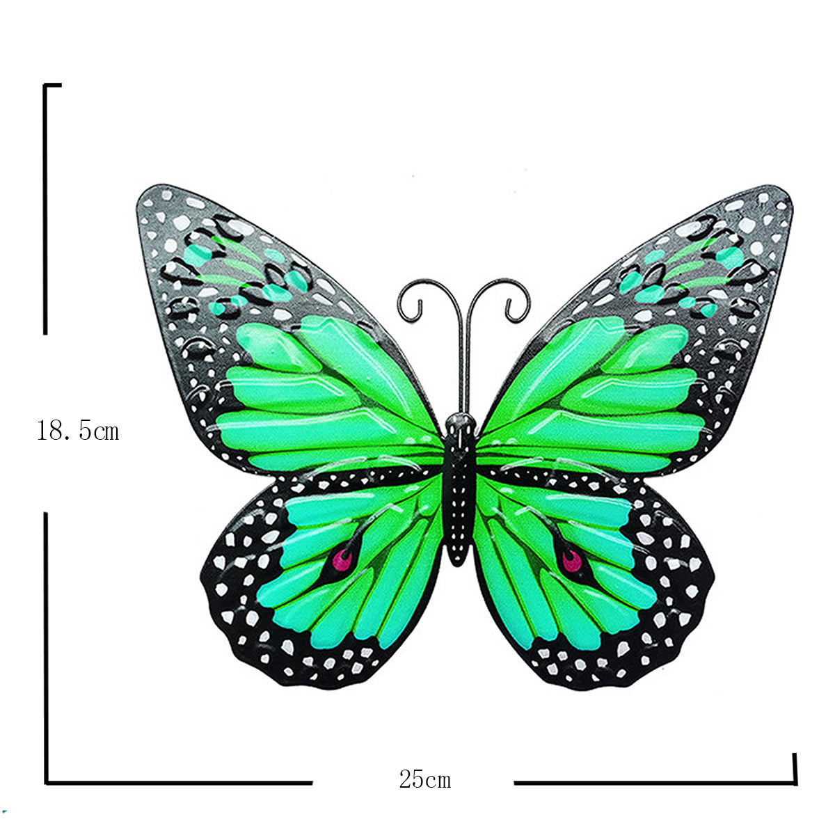 YY2201266 Iron Art Butterfly Wall Decor Garden Yard Home Ornament, 18.5x25cm - Green