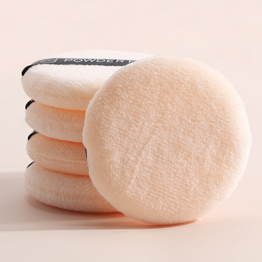 MAANGE 5Pcs Round Flocking Makeup Puff Reusable Soft Makeup Puff Pad - Nude