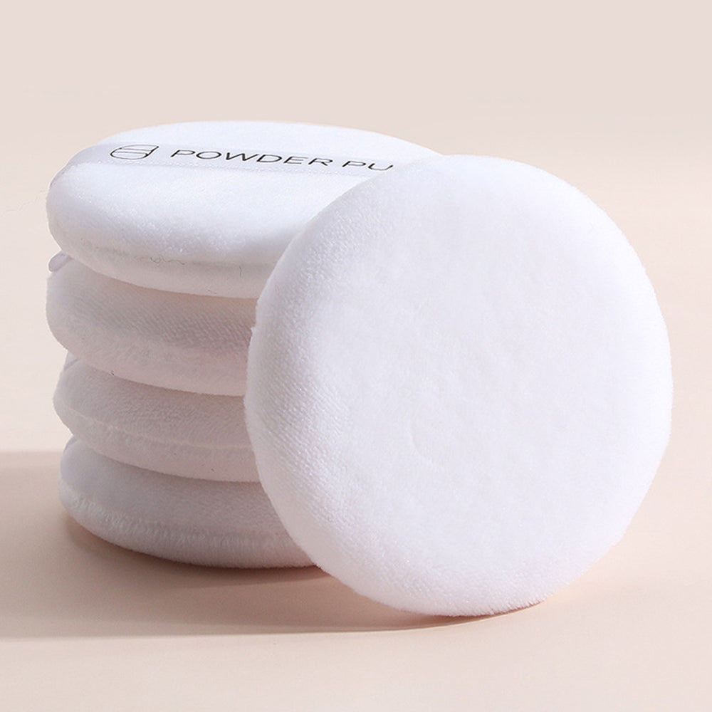 MAANGE 5Pcs Round Flocking Makeup Puff Reusable Soft Makeup Puff Pad - White