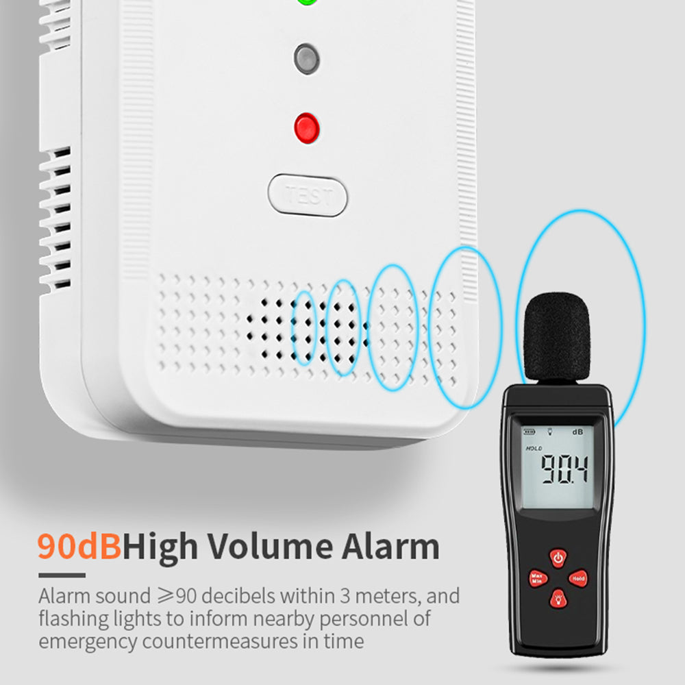 XY-G805 Natural Gas Detector High Volume Alarm Fuel Gas Leak Sensor with Solenoid Valve Output - EU Plug