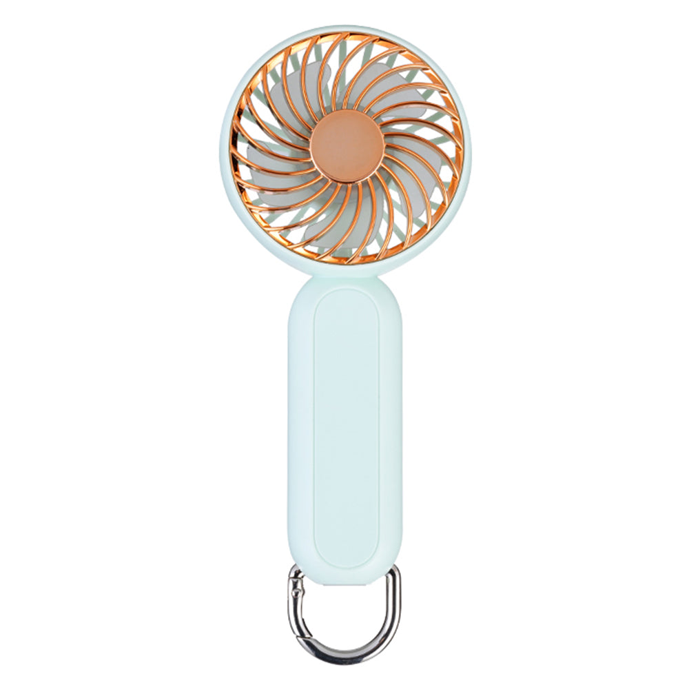 Electroplated Handheld Fan Mini Summer Cooler Hanging Cooling Fan with Carabiner - Green