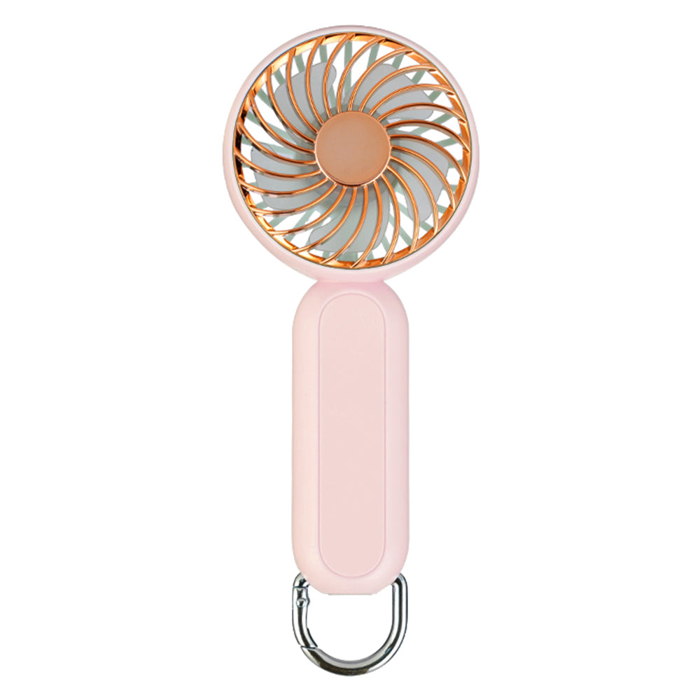 Electroplated Handheld Fan Mini Summer Cooler Hanging Cooling Fan with Carabiner - Pink