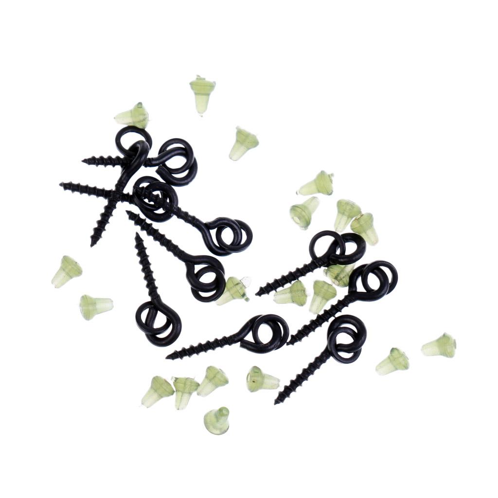 10Pcs Bait Screws + 20Pcs Hook Stops Stopers Carp Fishing Tackle Rigs Green