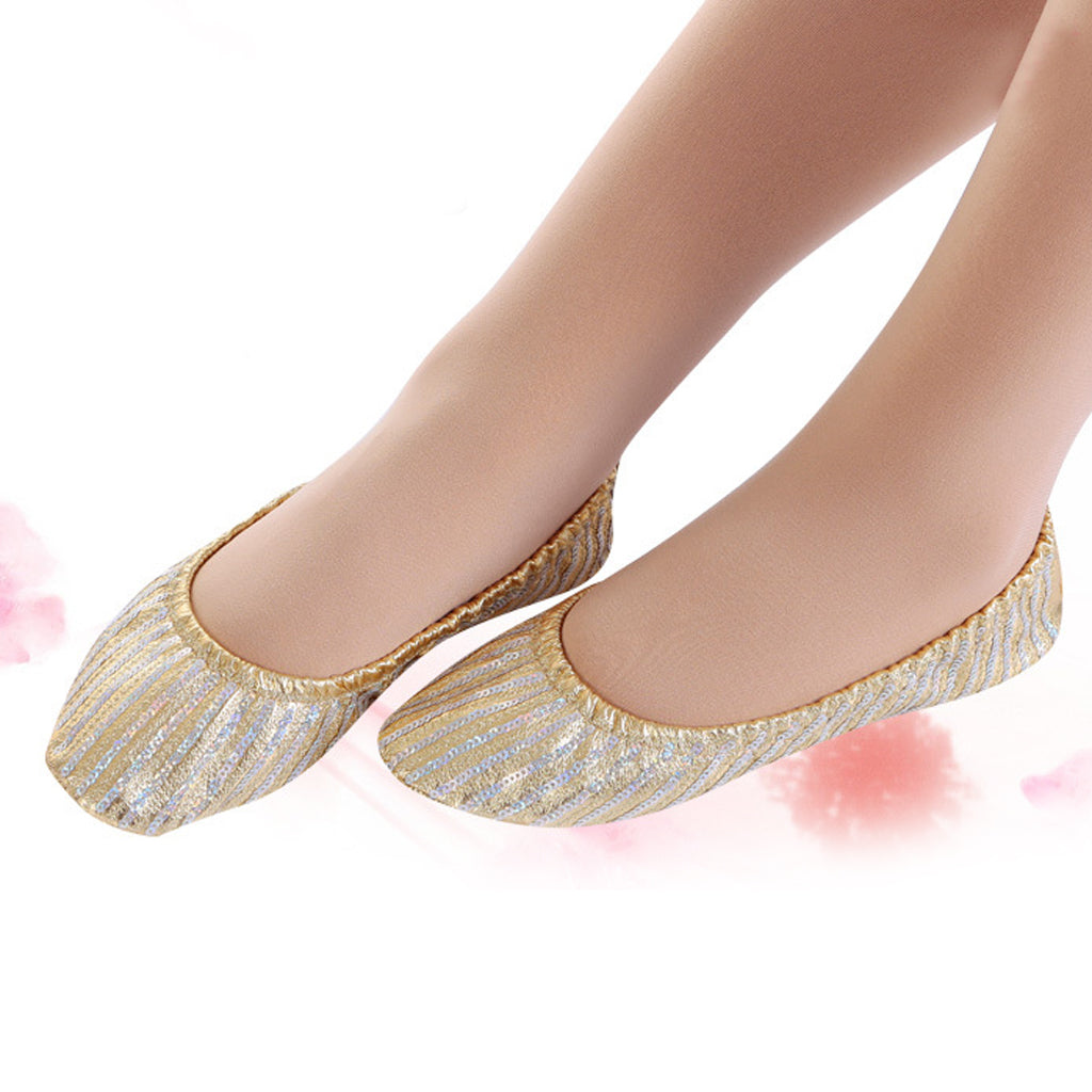 Women Girls Ballet Dance Shoes PU Leather Soft Flat Heel Belly Slipper L