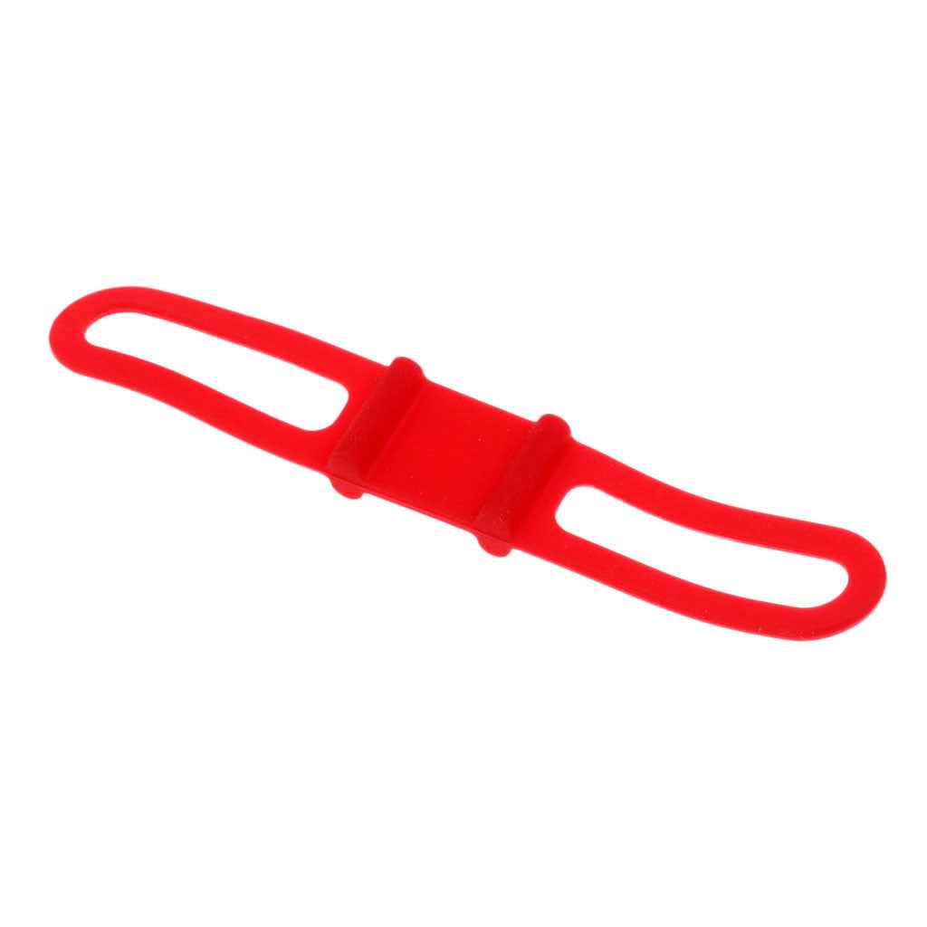 Bike Silicone Elastic Band Flashlight Phone Strap Ribbon Mount Holder Red