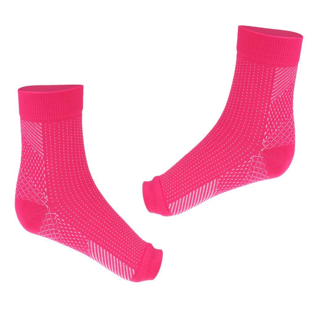 Foot Compression Sleeve Anti Plantar Support Ankle Pain Relief S/M Rose Red
