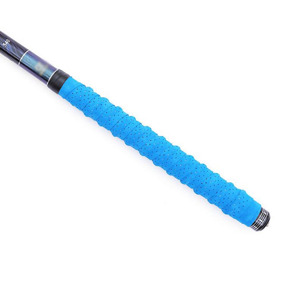 Non-slip Stretchy Tennis Racquet Fishing Rod Grip Tape Handle Wrap Blue