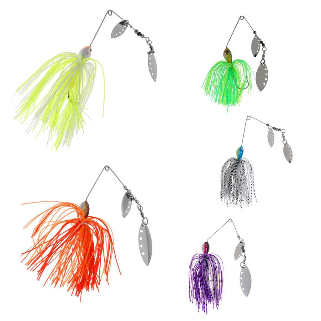 Bait Fishing Lure Spinnerbait Beard Scale Bass Pike Jig Tackle Hooks Yellow