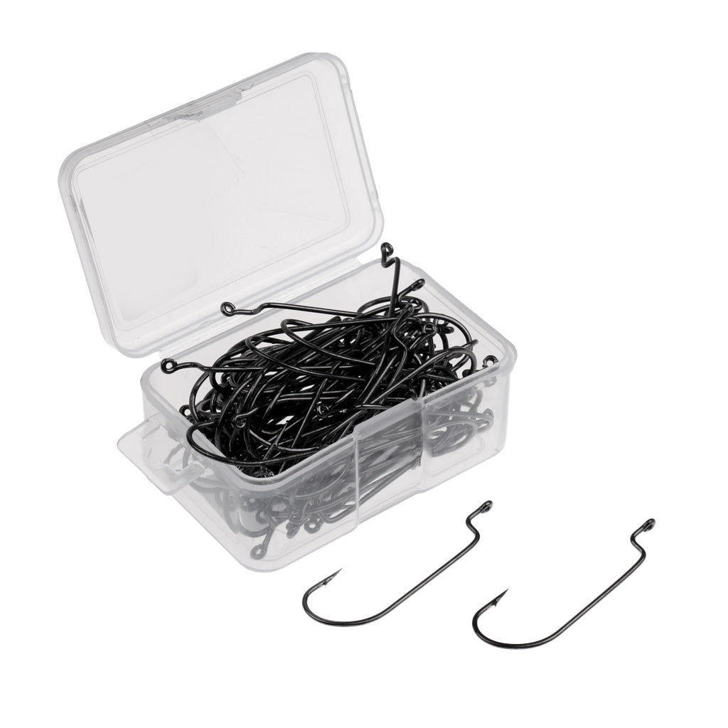 100 Pcs 2/0 High Carbon Steel Wide Gap Fishing Hooks Jig Fishing Bass Hook