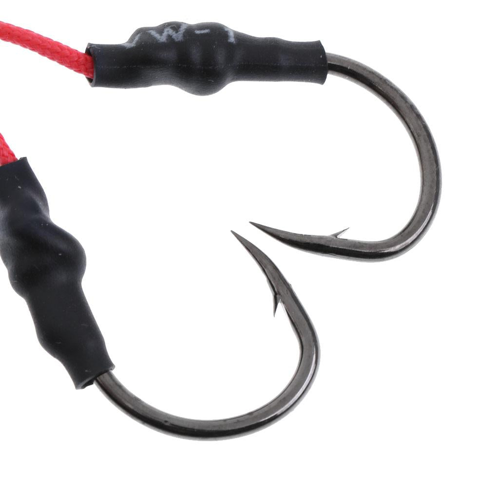 2xJig Hooks Fishing Hooks Barbed Hooks Assist Hooks in Solid Ring Saltwater 4