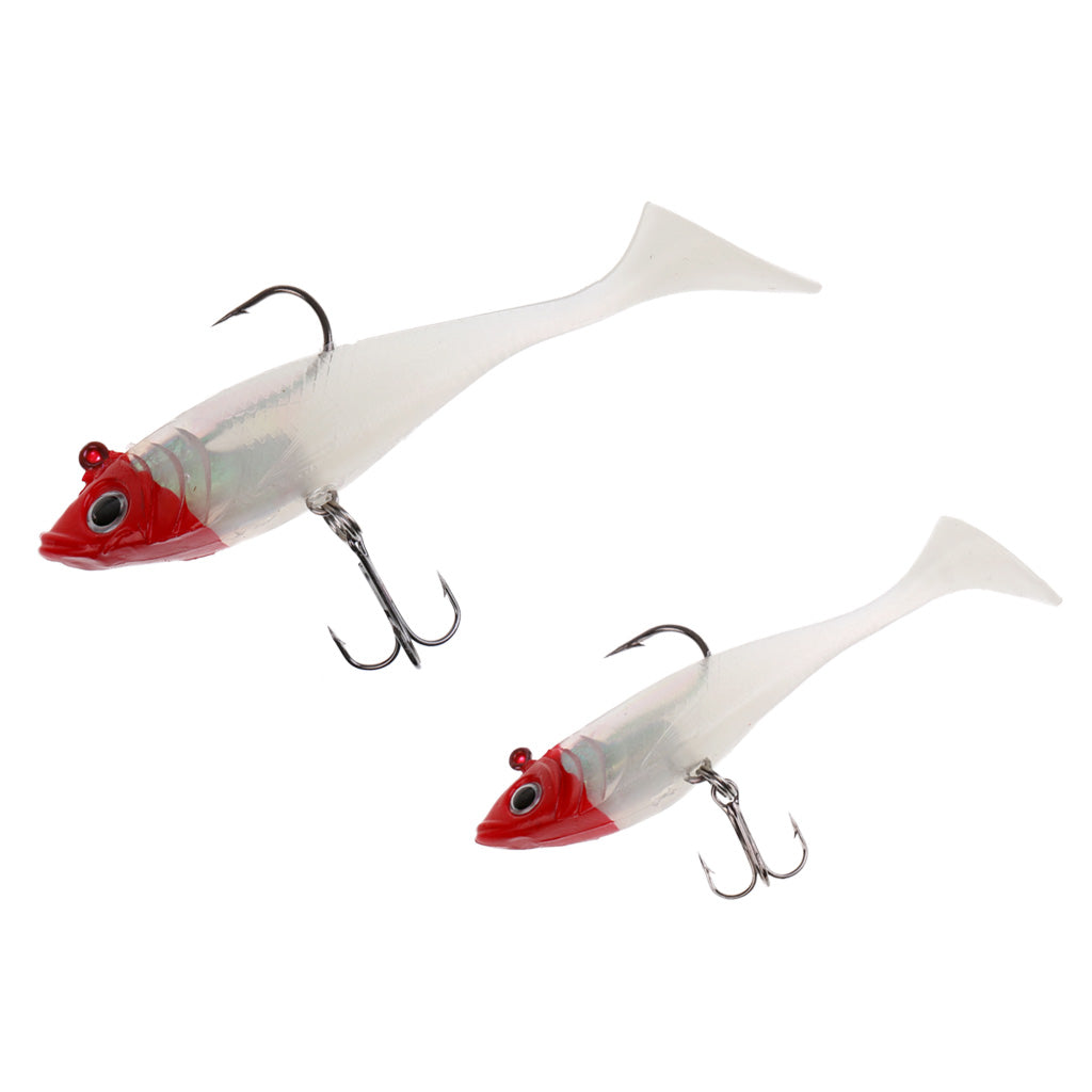 Soft Lead Fishing Lures Hook Baits Minnow Lures Bionic Bait Red White (Luminous)