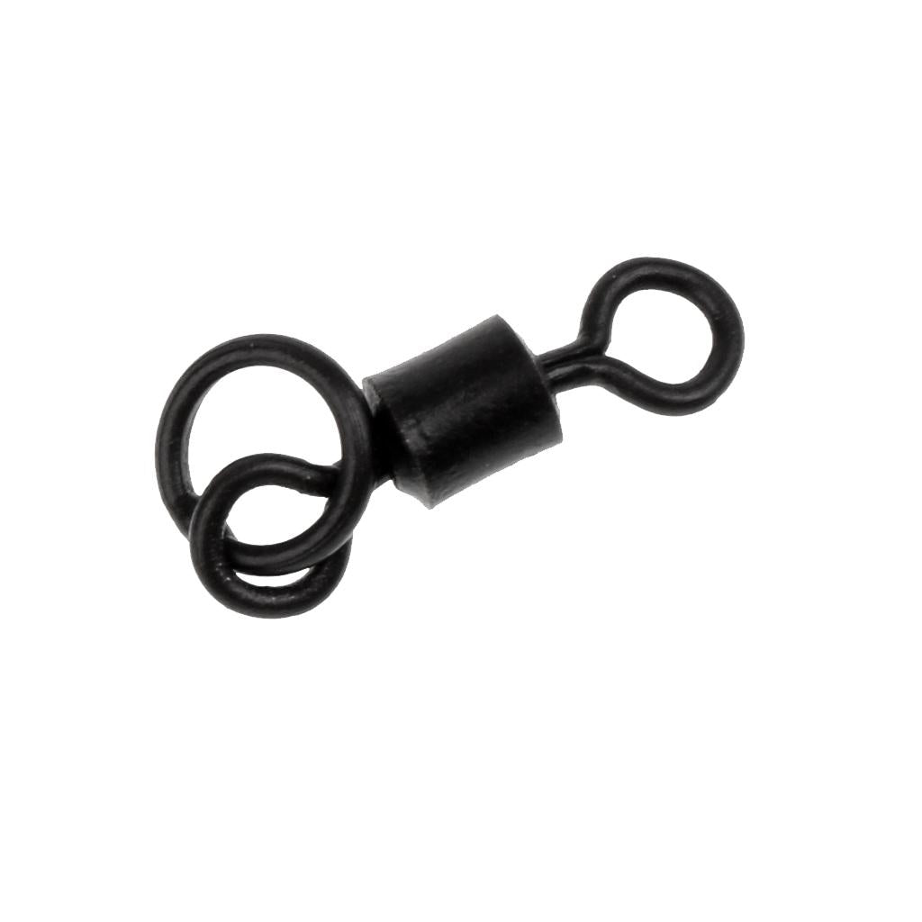 2 x 50Pcs Flexible Ring Matt Black Fishing Swivels for Carp Safety Clips Rig