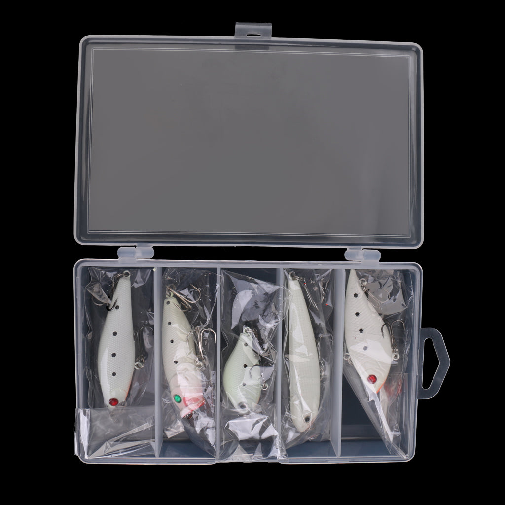 5 Pieces Luminous Fishing Hard Lures Minnow Crankbaits VIB Fishing Lure Set