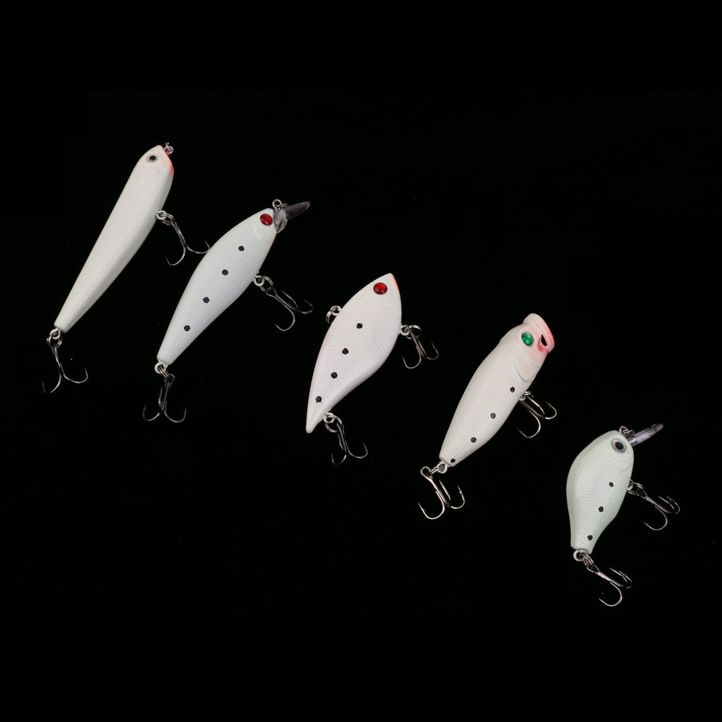 5 Pieces Luminous Fishing Hard Lures Minnow Crankbaits VIB Fishing Lure Set