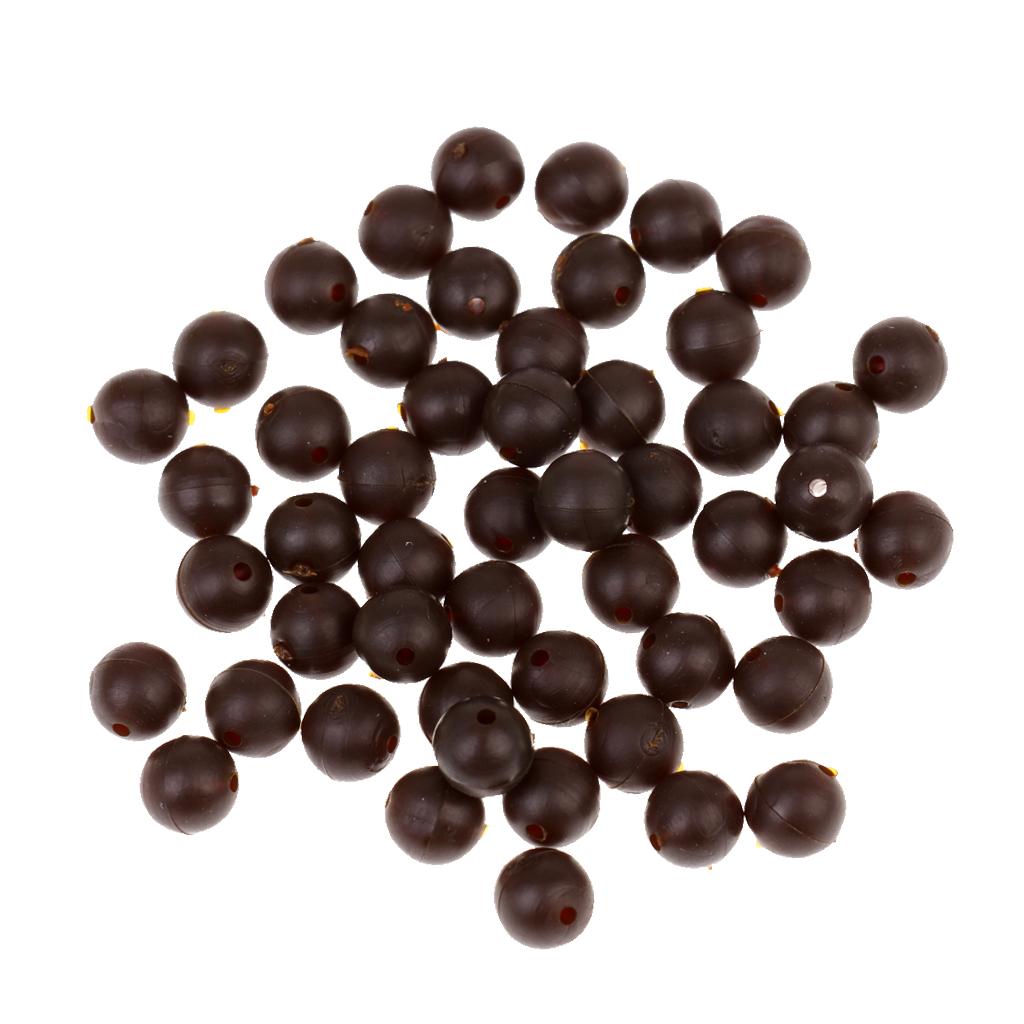 4x50x 8mm Round Floating Rig Beads Soft Carp Fishing Bead Fishing Tackle Brown