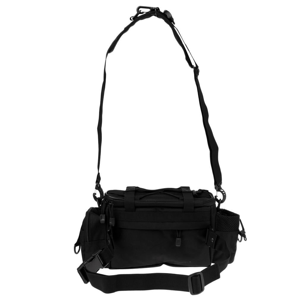 Multifunctional Fishing Tackle Bag Waterproof Waist Pack Shoulder Bags Black