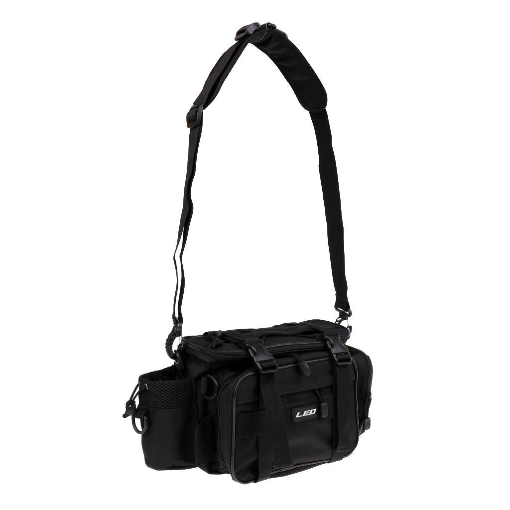 Multifunctional Fishing Tackle Bag Waterproof Waist Pack Shoulder Bags Black