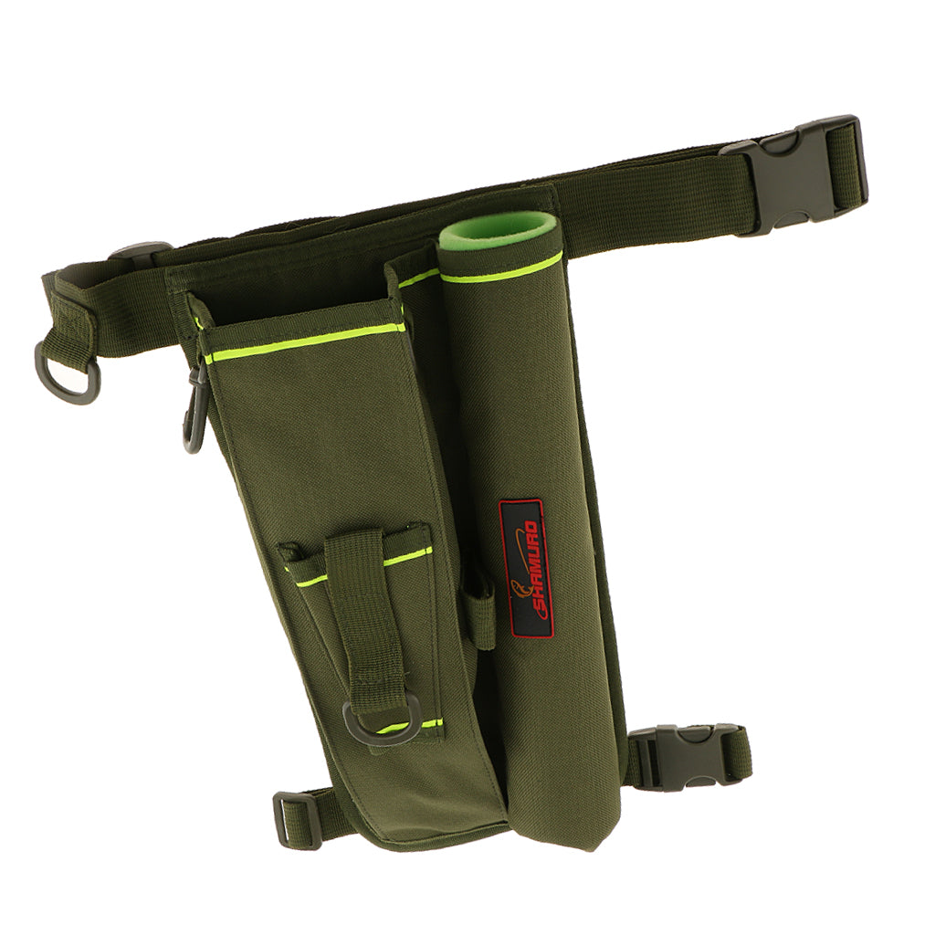 Fishing Lure Bag Rod Holder Waist Pack Leg Bag Tackle Storage Bag Army green