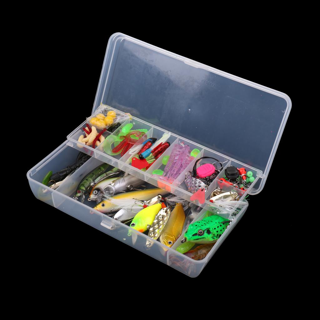 106Pcs/lot Fishing Lures Kit Mixed Soft & Hard Lures Spoon Baits Accessories