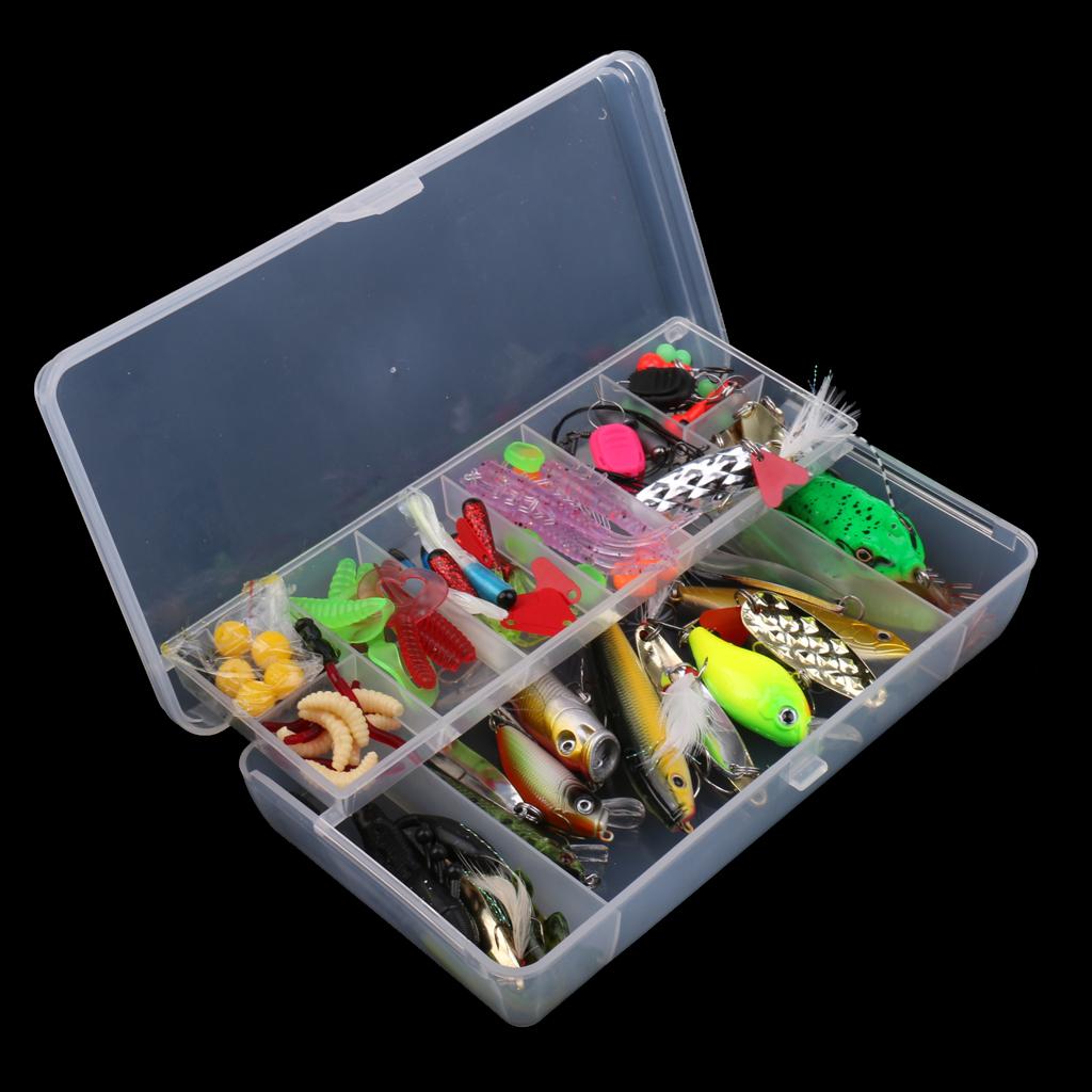 106Pcs/lot Fishing Lures Kit Mixed Soft & Hard Lures Spoon Baits Accessories