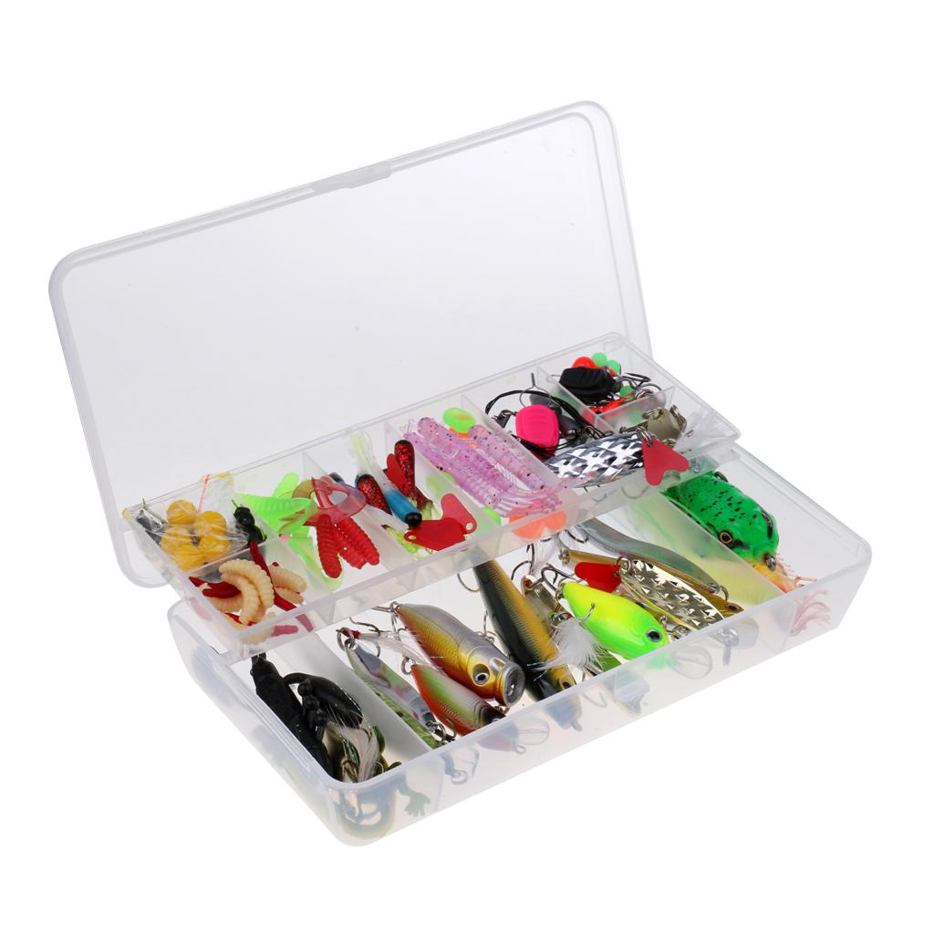 106Pcs/lot Fishing Lures Kit Mixed Soft & Hard Lures Spoon Baits Accessories