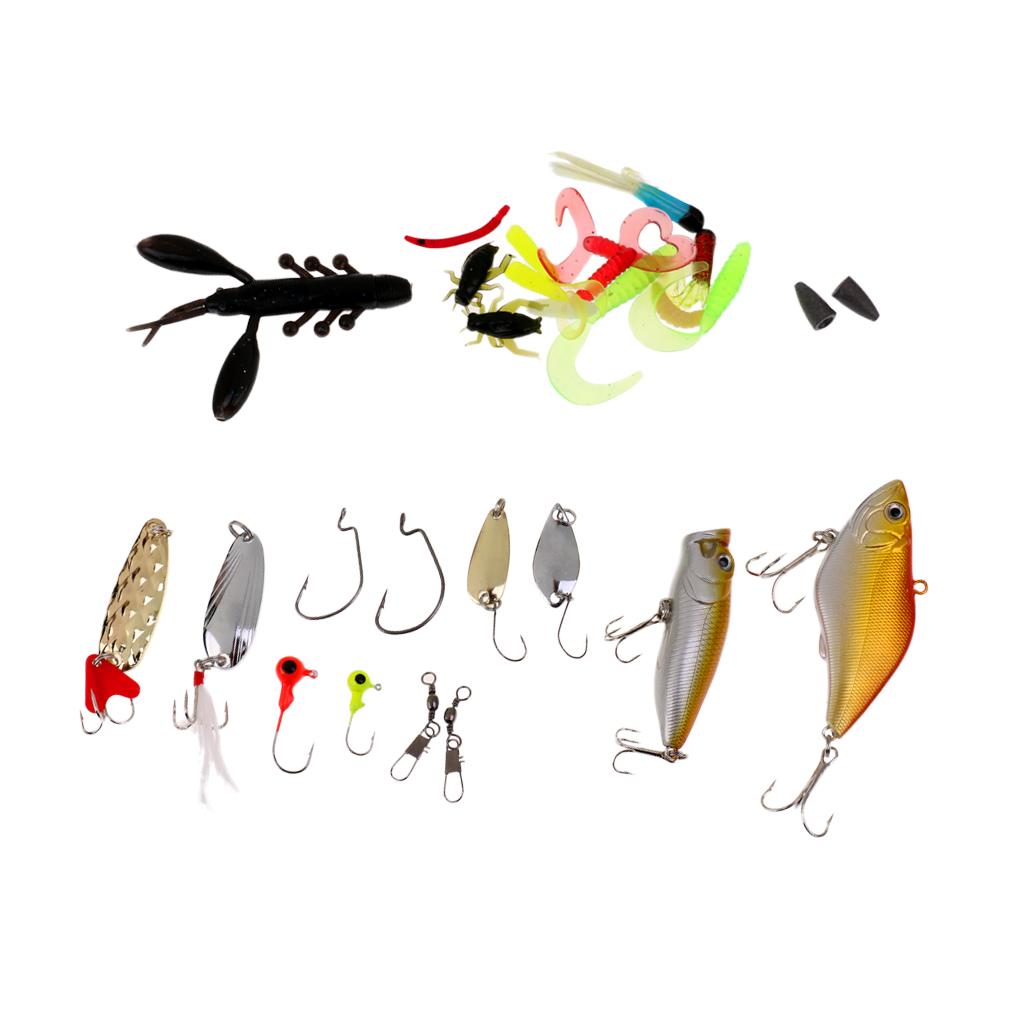 28Pcs/lot Fishing Lure Kit Metal Lure Hard Baits Soft Baits Fishing Baits