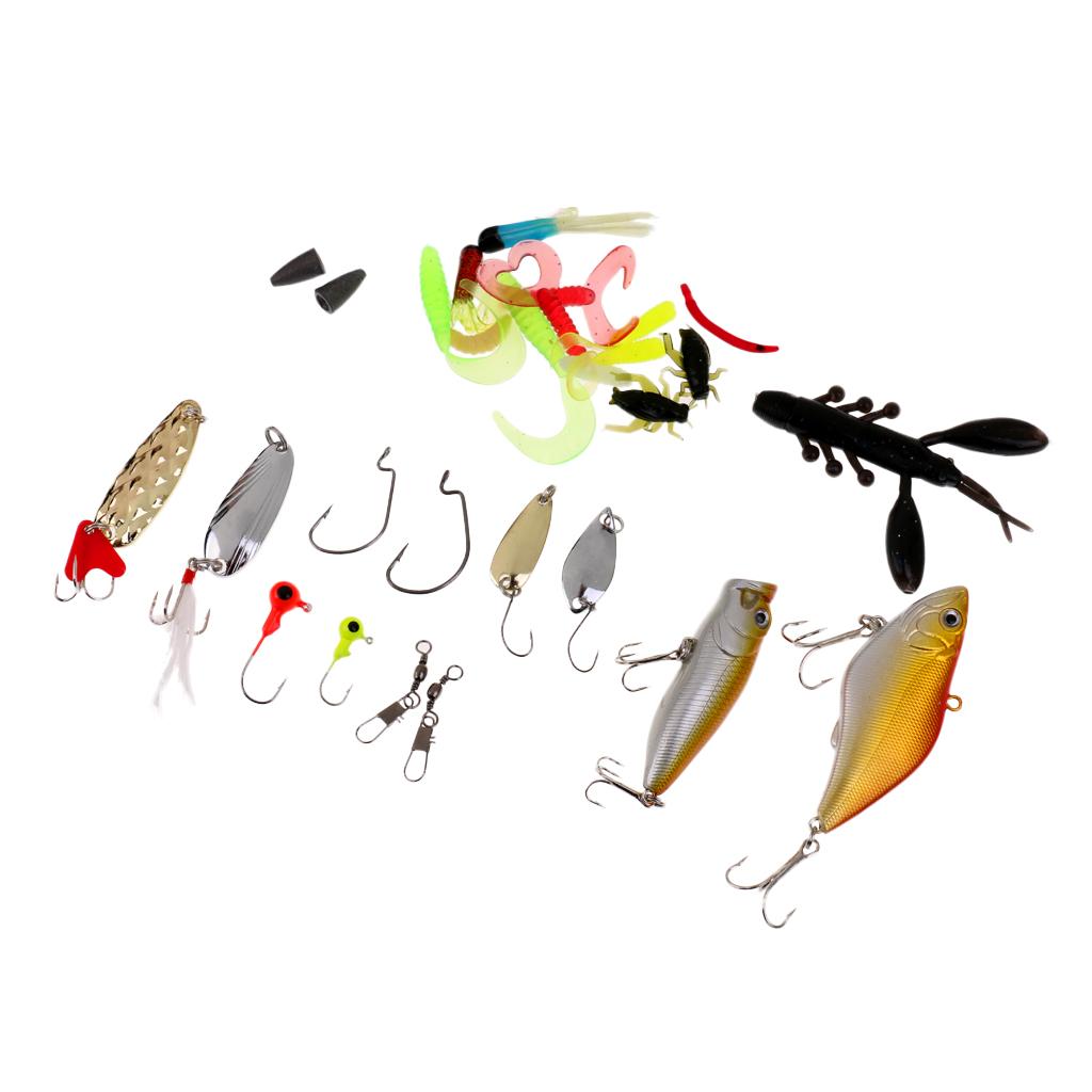 28Pcs/lot Fishing Lure Kit Metal Lure Hard Baits Soft Baits Fishing Baits