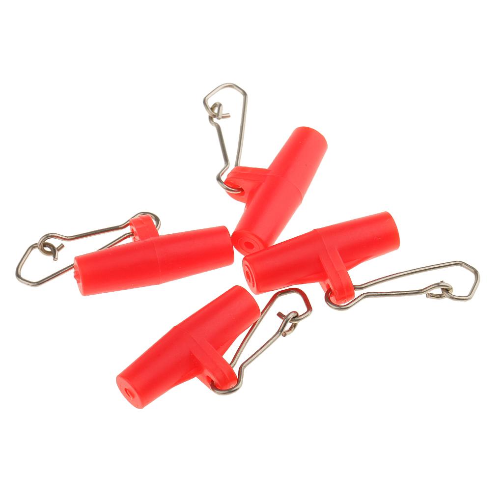 2x20Pcs Fishing Sinker Slides with Hooked Snap Connector for Braid Line L Red