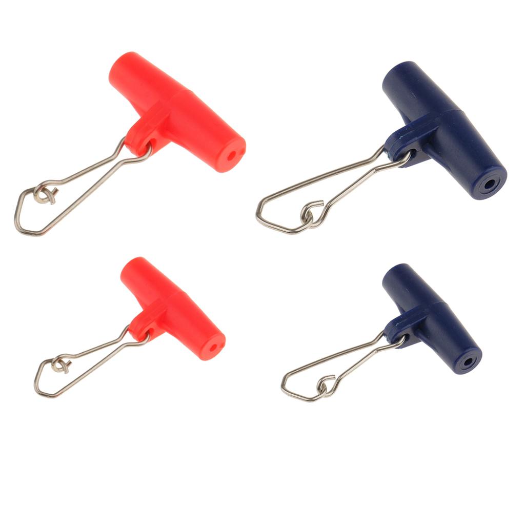 3x20Pcs Fishing Sinker Slides with Hooked Snap Connector for Braid Line L Red