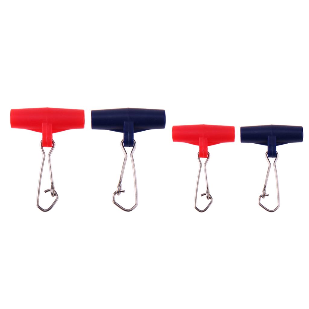 2x20Pcs Fishing Sinker Slides with Hooked Snap Connector for Braid Line L Red