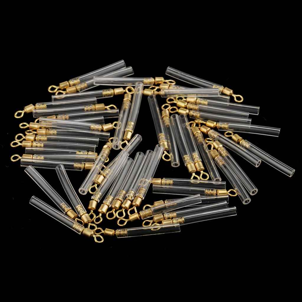 50pcs Carp Fishing Tackle Copper Head Rotating Fishing Float Plastic Tube L