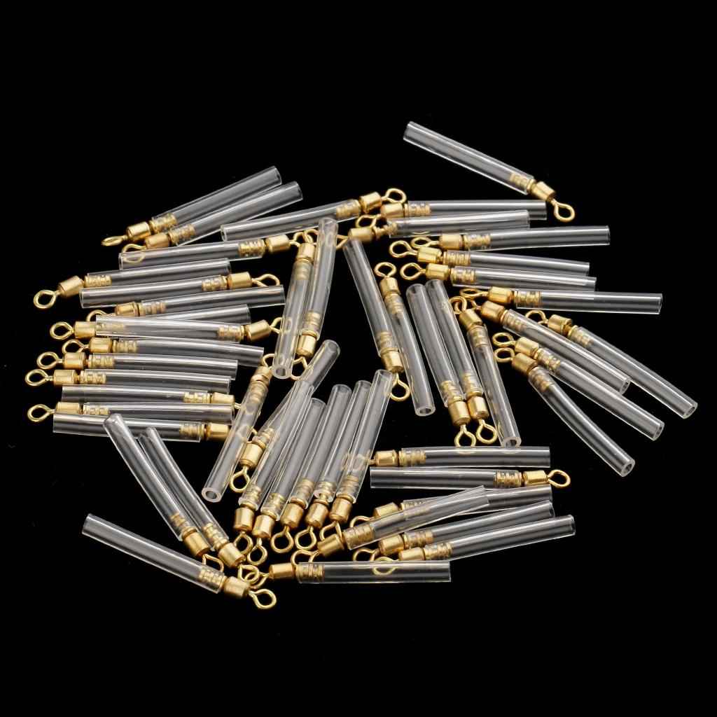 50pcs Carp Fishing Tackle Copper Head Rotating Fishing Float Plastic Tube L