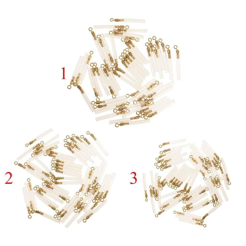 50pcs Carp Fishing Tackle Copper Head Rotating Fishing Float Plastic Tube L