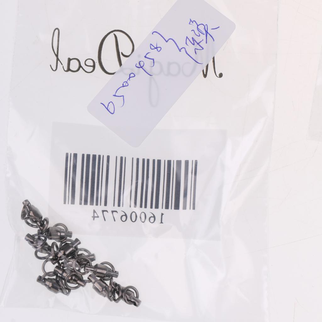 10pcs Heavy Duty Ball Bearing Swivel Solid Rings Fishing Swivels Black 2#
