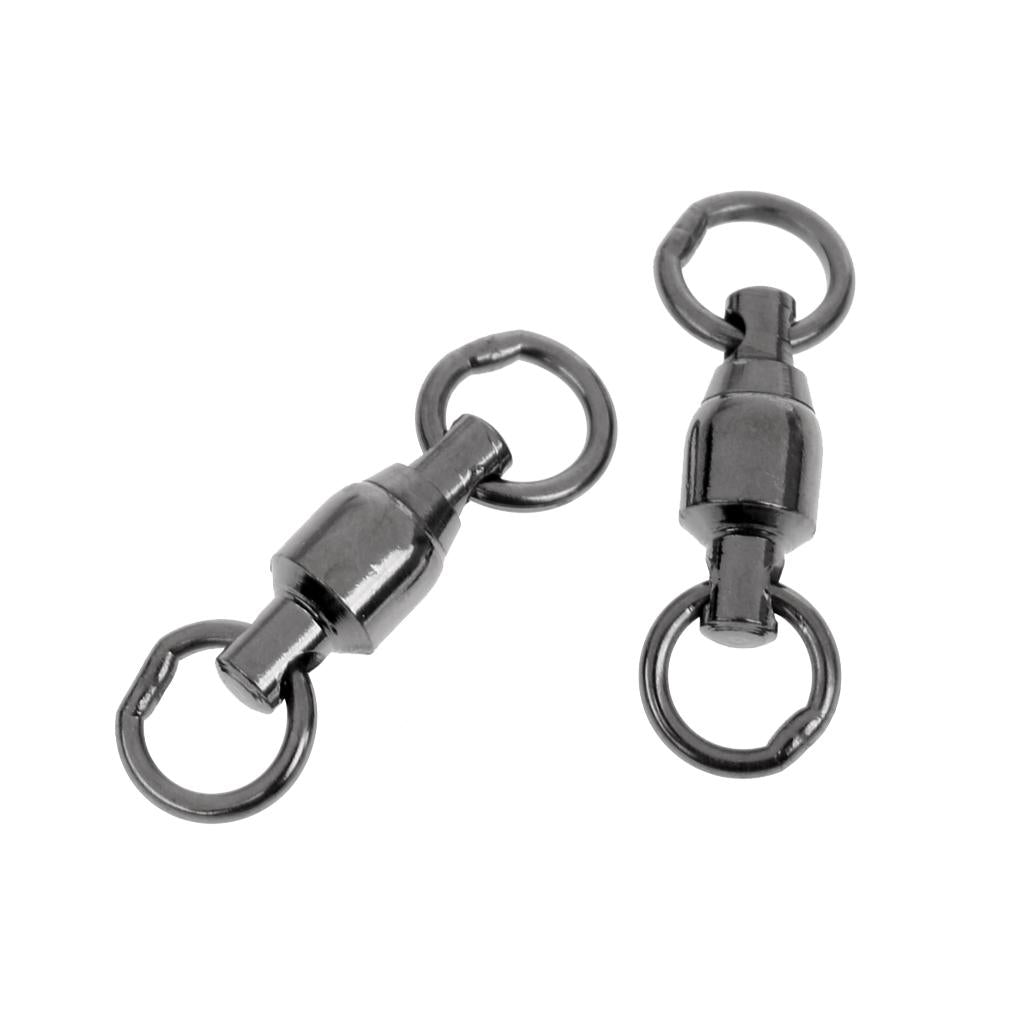 10pcs Heavy Duty Ball Bearing Swivel Solid Rings Fishing Swivels Black 2#