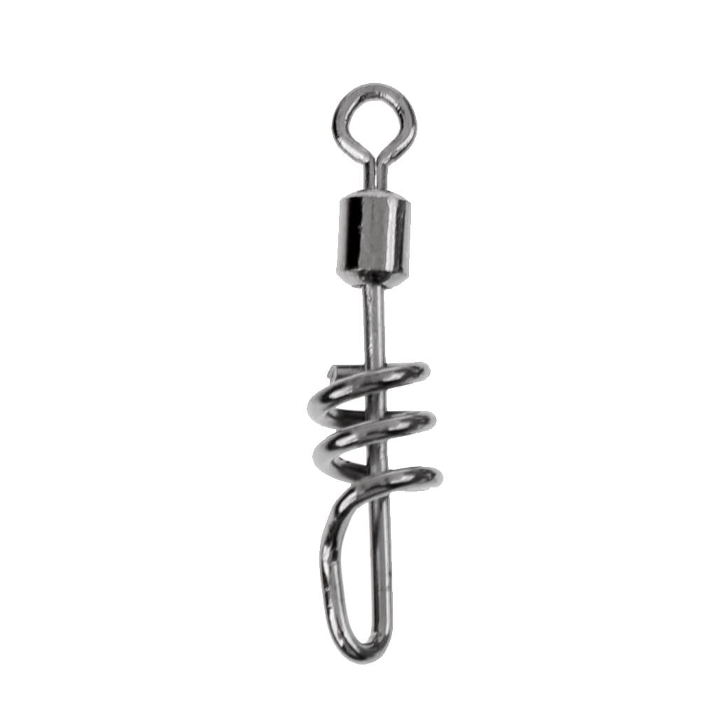 20pcs Fishing Swivel Swirl Clip Corkscrew Link Quick Change Toothy Fish  8#