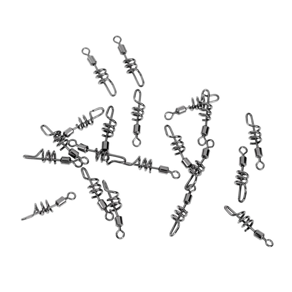 20pcs Fishing Swivel Swirl Clip Corkscrew Link Quick Change Toothy Fish  8#