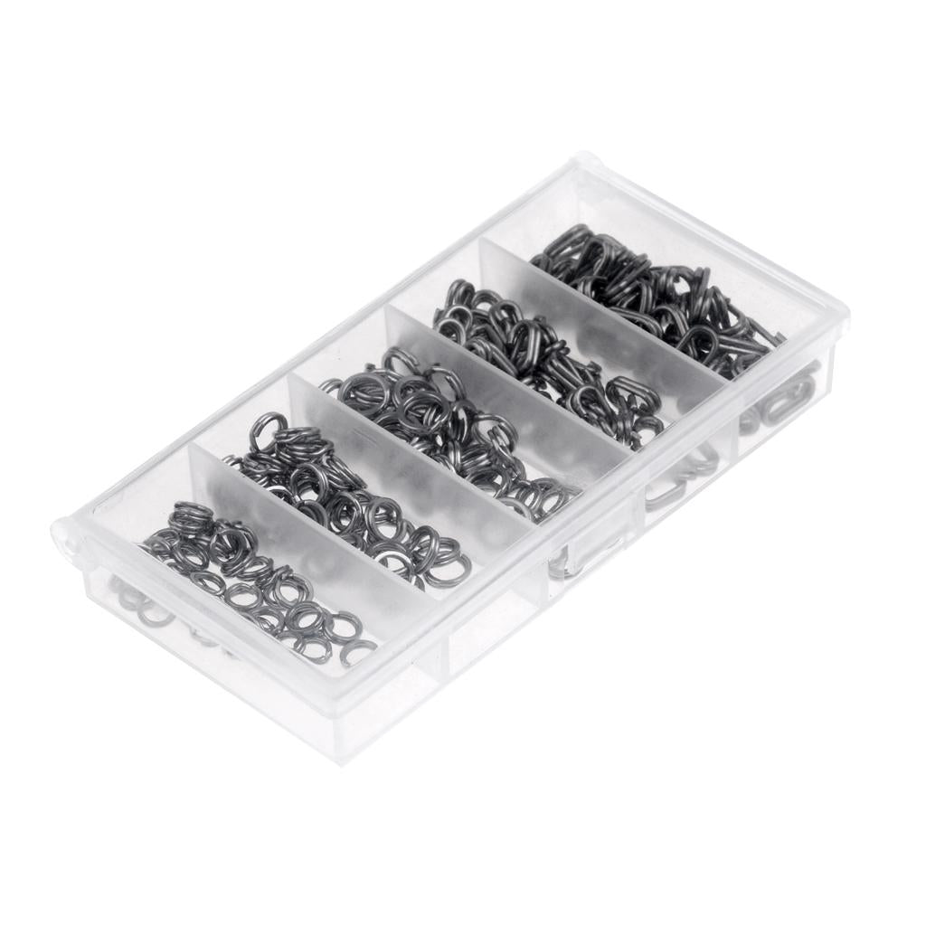 200pcs Stainless Steel Round Oval Split Ring Fishing Tackle Line Connector