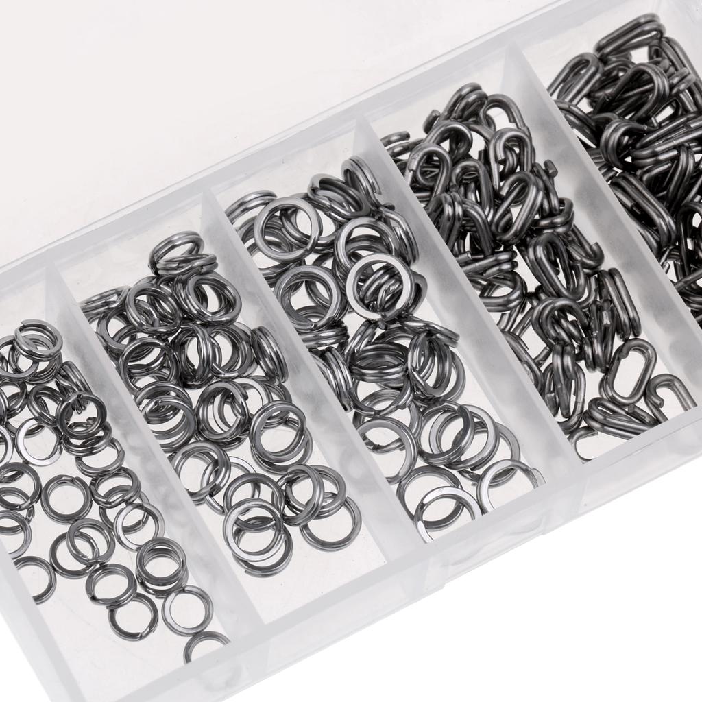 200pcs Stainless Steel Round Oval Split Ring Fishing Tackle Line Connector