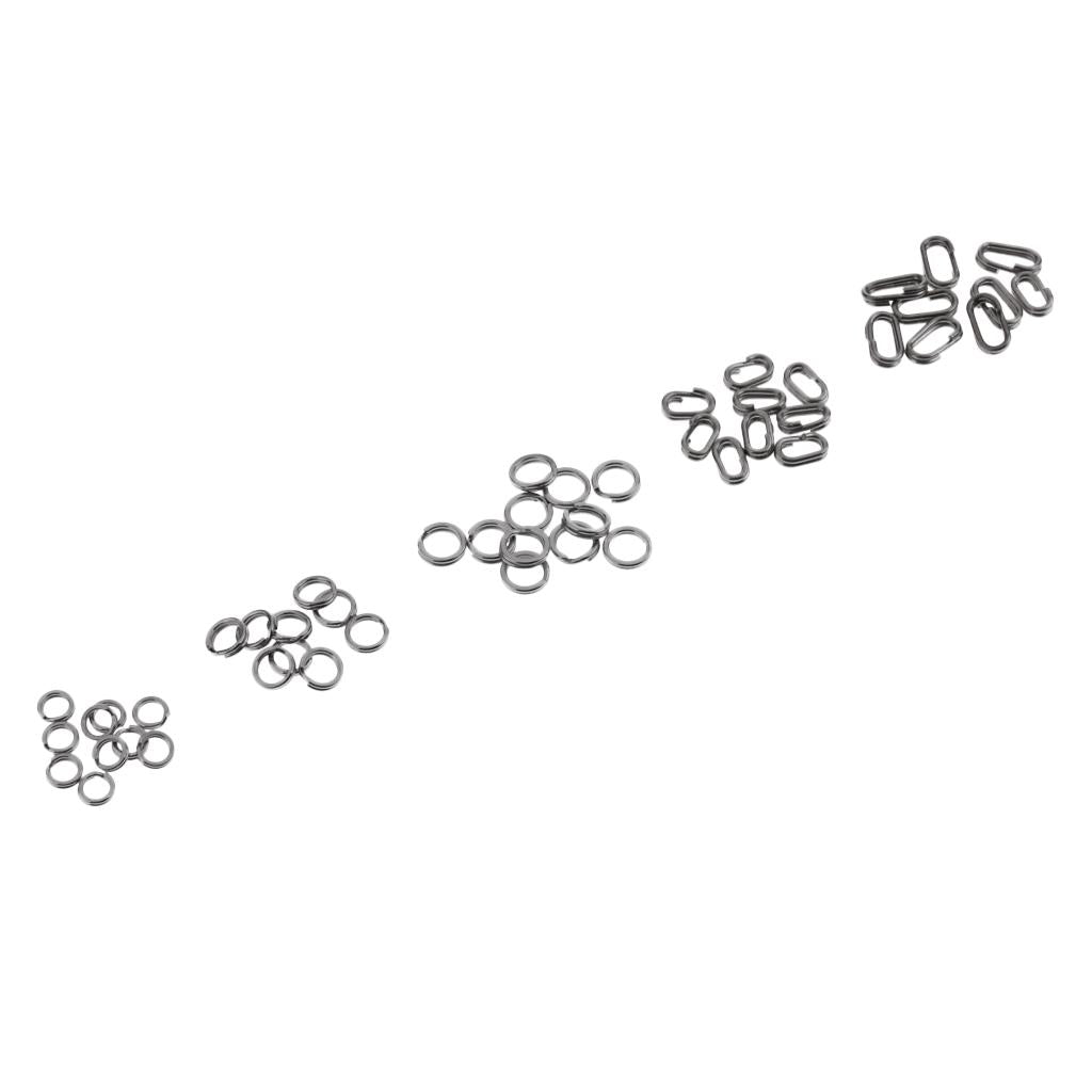 200pcs Stainless Steel Round Oval Split Ring Fishing Tackle Line Connector