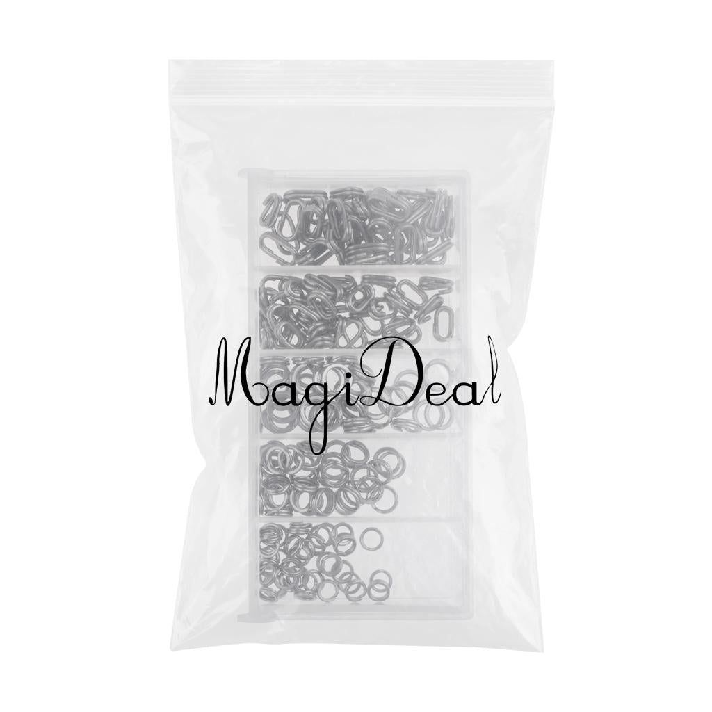 200pcs Stainless Steel Round Oval Split Ring Fishing Tackle Line Connector