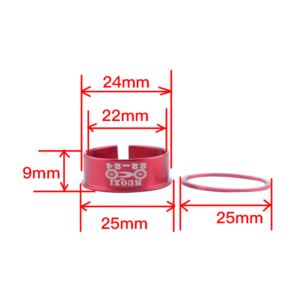 Bicycle Bike Bottom Bracket Washer 24mm to 22mm Axis Conversion Set Red