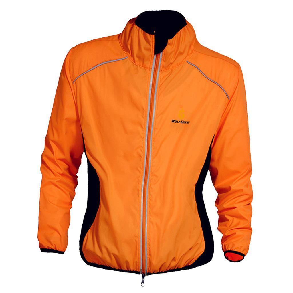 Bicycle Cycling Jacket Sports Clothing Windproof Coats Jersey M  Orange
