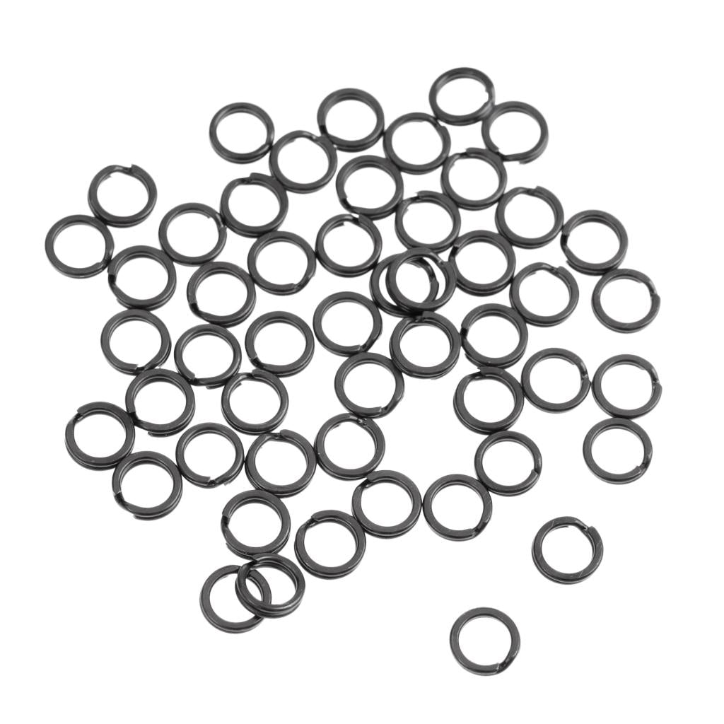 50 Pcs Flat Stainless Steel Connector Fishing Split Ring for Lures Hooks