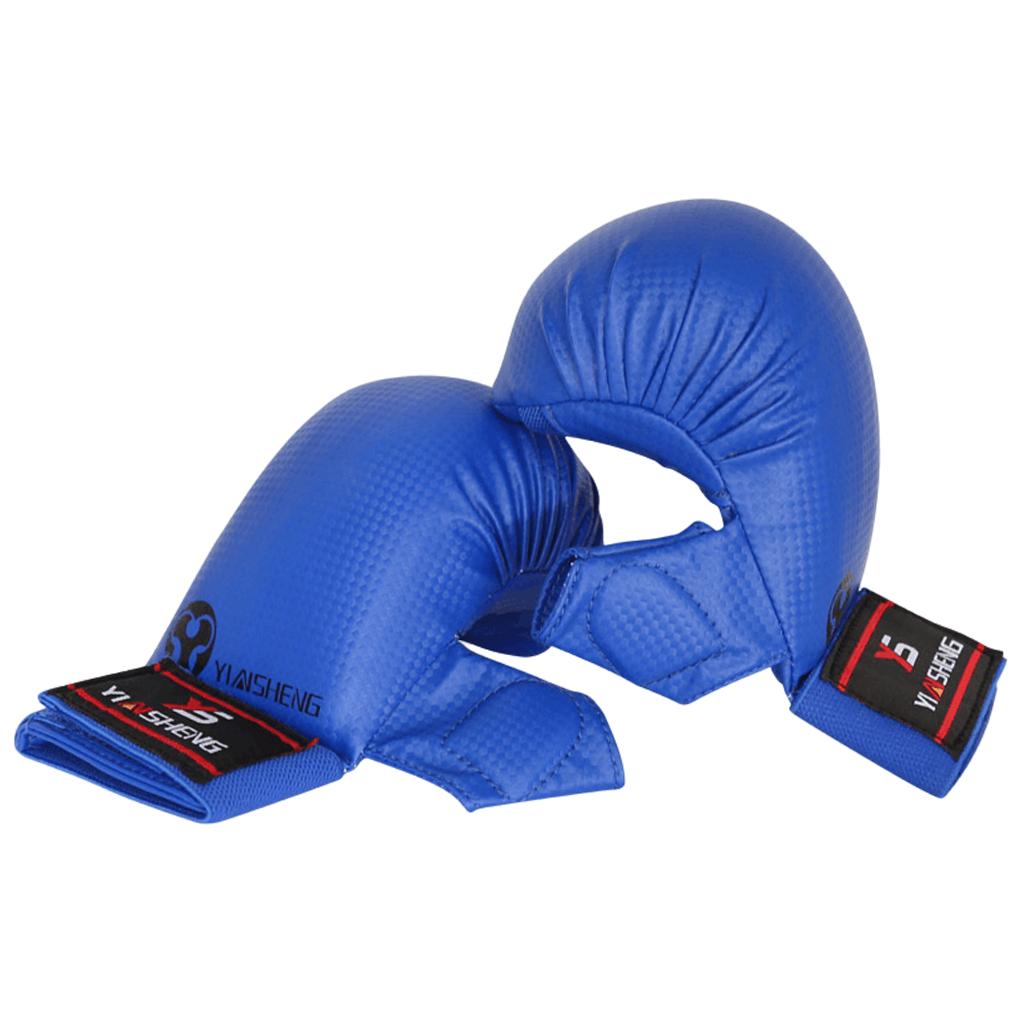 PU Leather Karate Sparring Mitts Gloves MMA Taekwondo Martial Arts M Blue