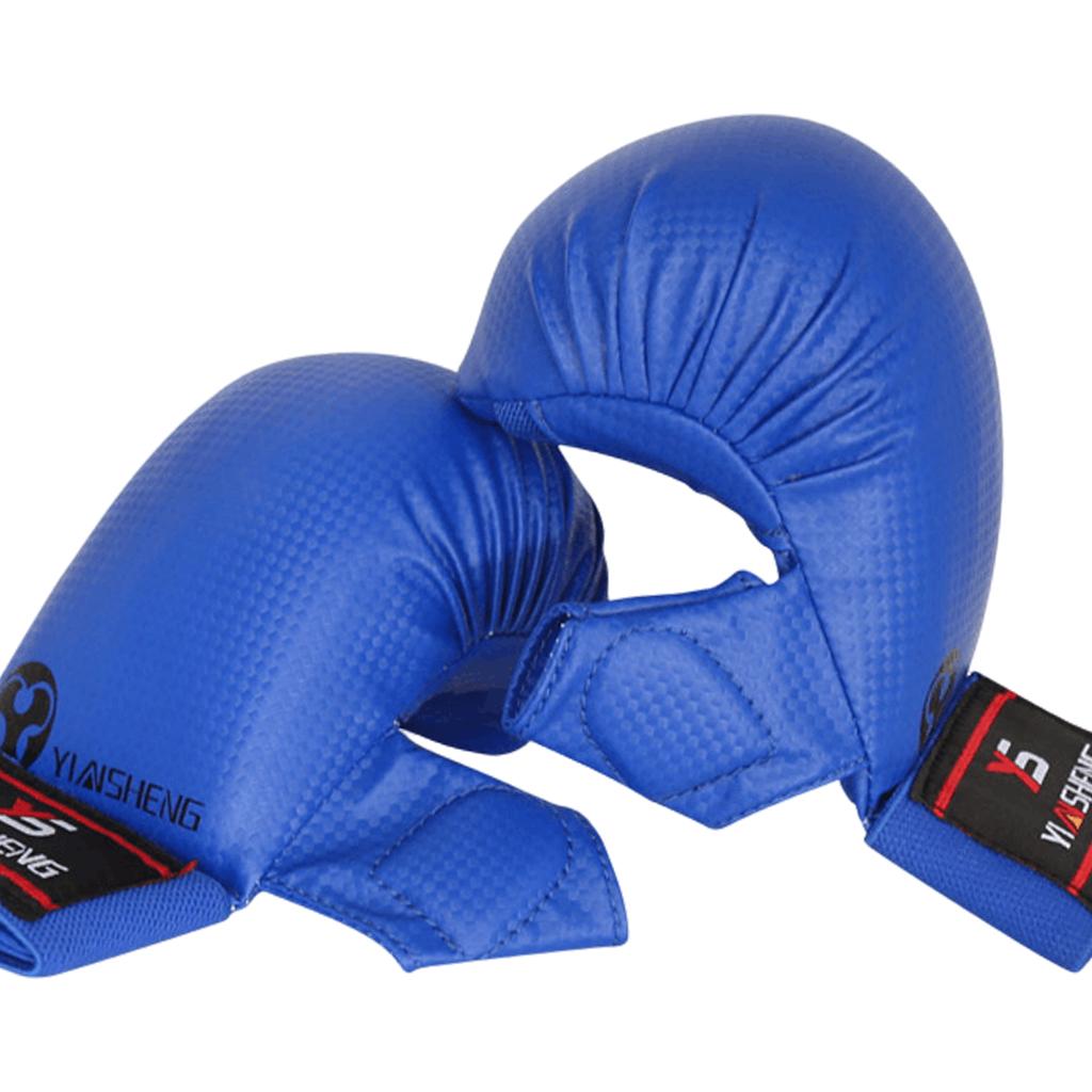 PU Leather Karate Sparring Mitts Gloves MMA Taekwondo Martial Arts M Blue
