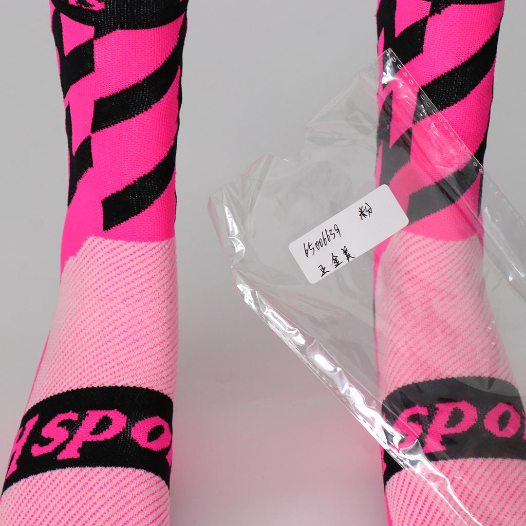 1 Pair Cycling Socks Road Mountain Bike Breathable Socks Fluorescent Pink