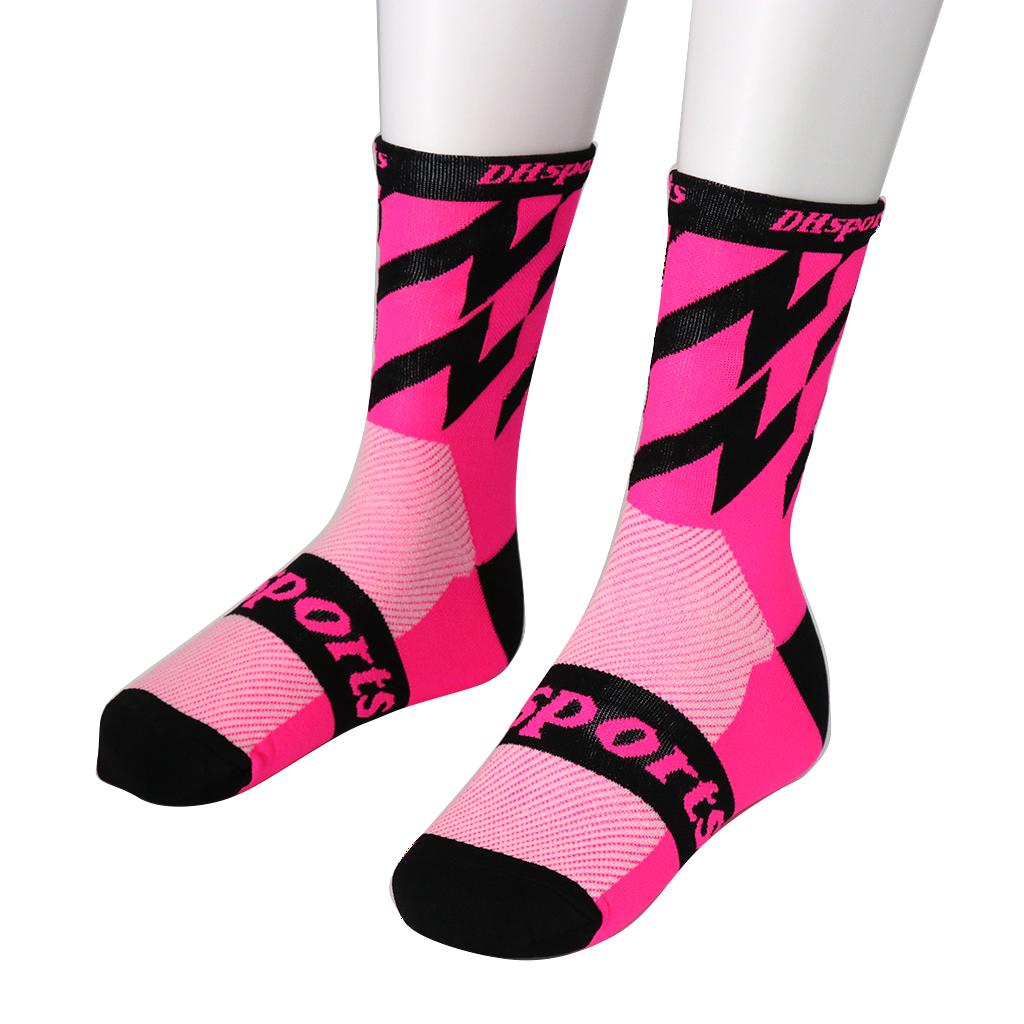 1 Pair Cycling Socks Road Mountain Bike Breathable Socks Fluorescent Pink