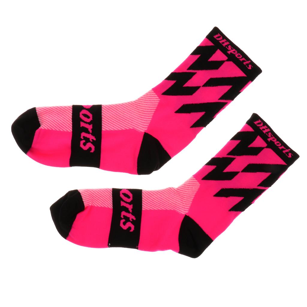 1 Pair Cycling Socks Road Mountain Bike Breathable Socks Fluorescent Pink